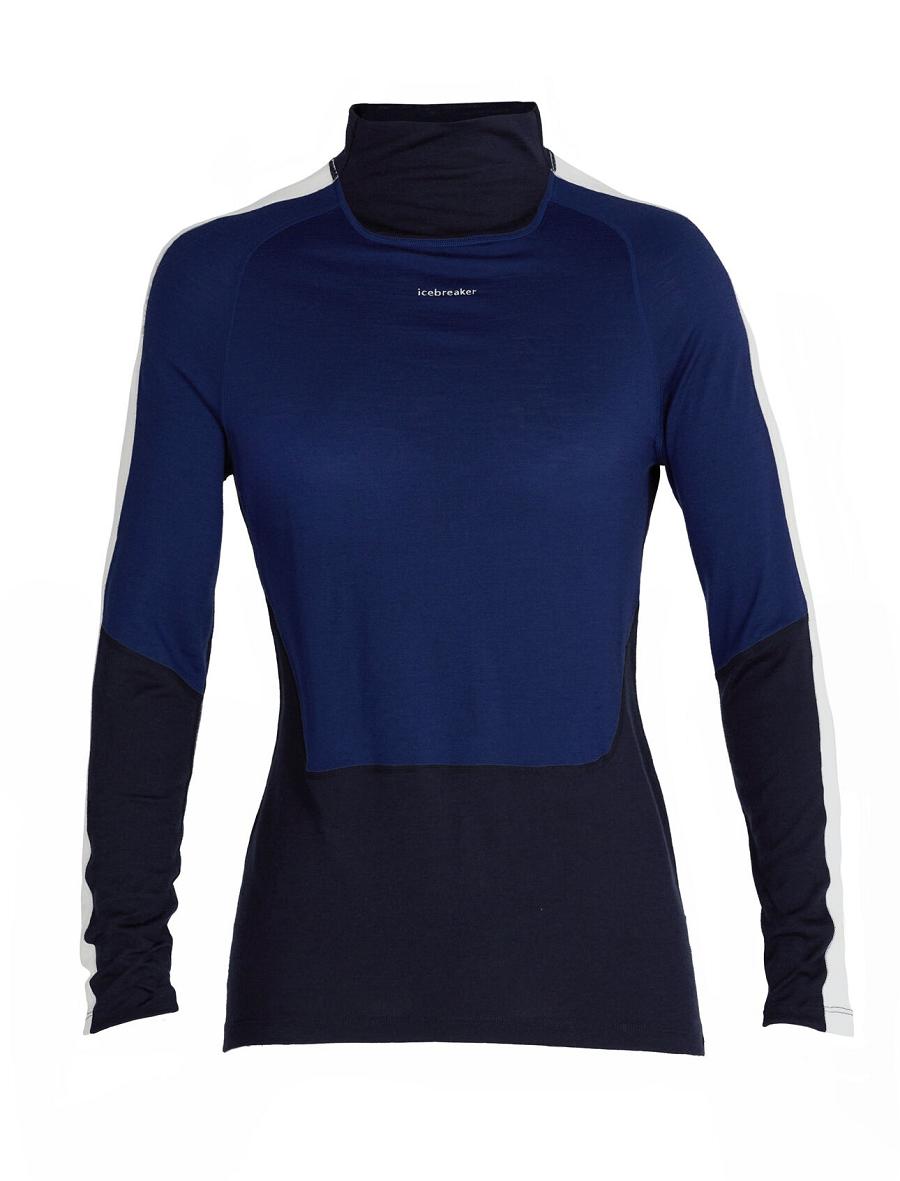 Midnight Navy / Royal Navy Women's Icebreaker Merino 200 Sonebula Long Sleeve High Neck Thermal Top Base Layers | USA 1857ILHS